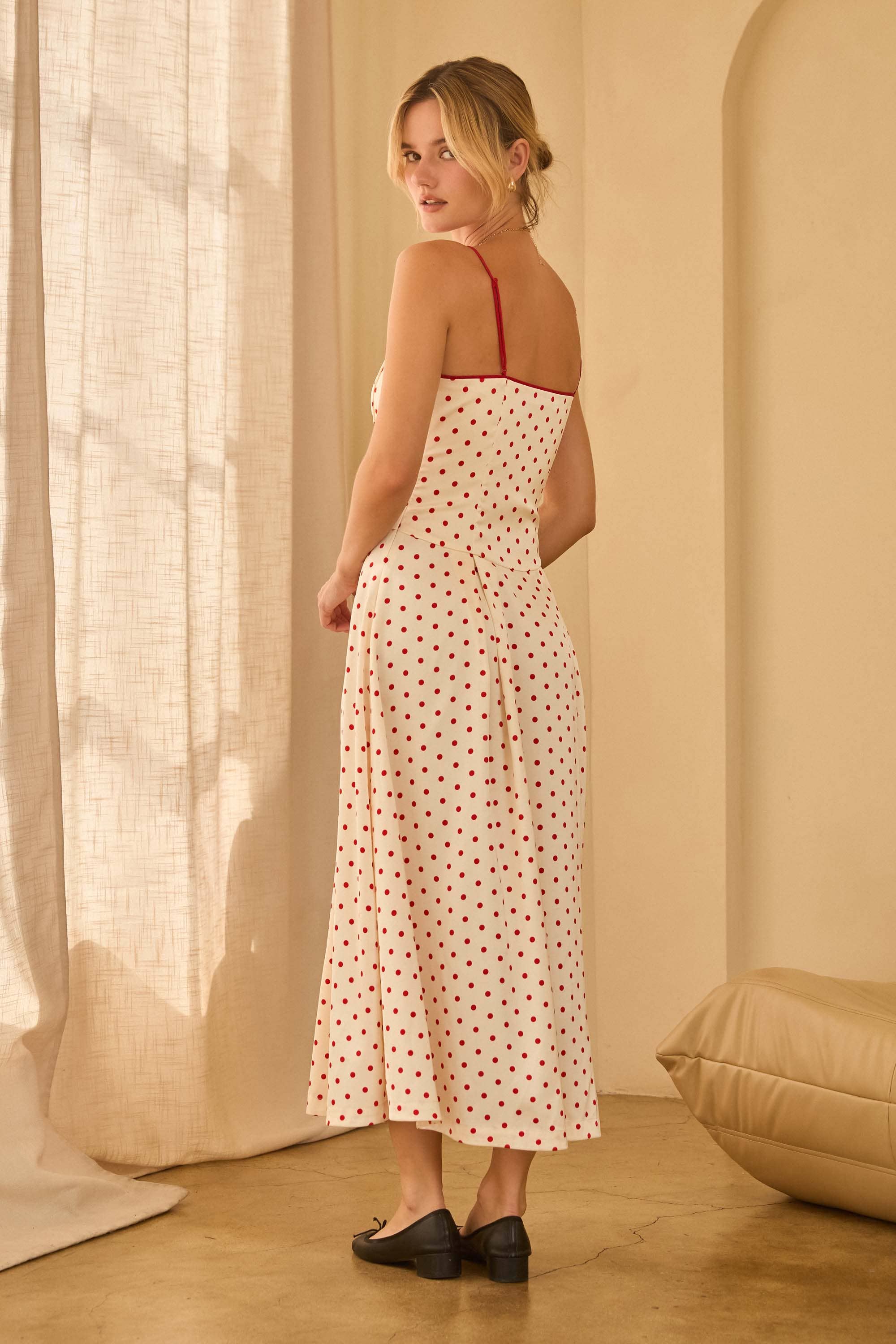 Silky & Sweet Red Polka Dot Midi Dress