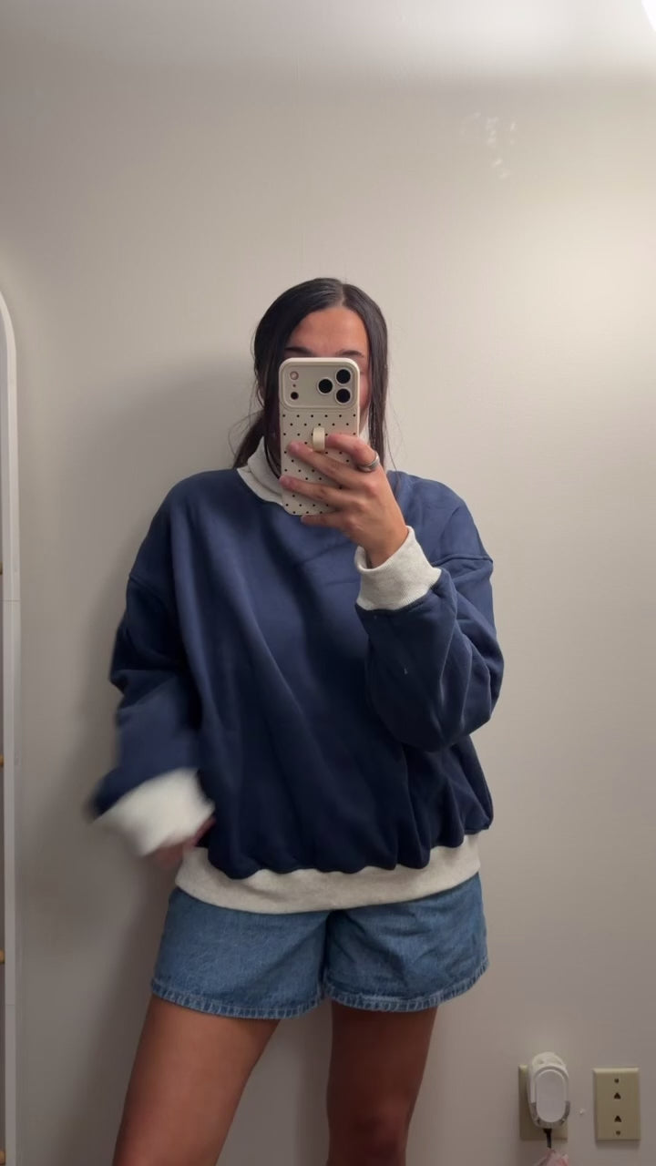 Cozy Contrast Turtleneck Sweatshirt